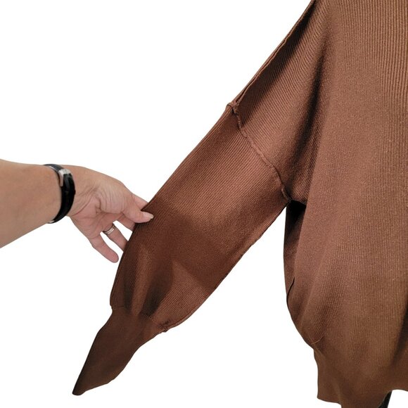 Efan Size L Chocolate Brown Oversized Drop Shoulder Sweater, Exc. Used Cond. - Picture 4 of 15